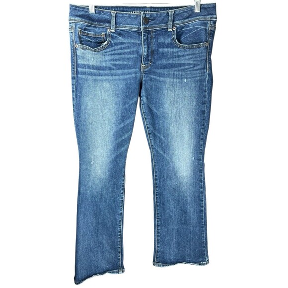 American Eagle Kick Boot‎ Jeans Women’s Size 4 Blue Low Rise Stretch Y2K Denim - Picture 1 of 11